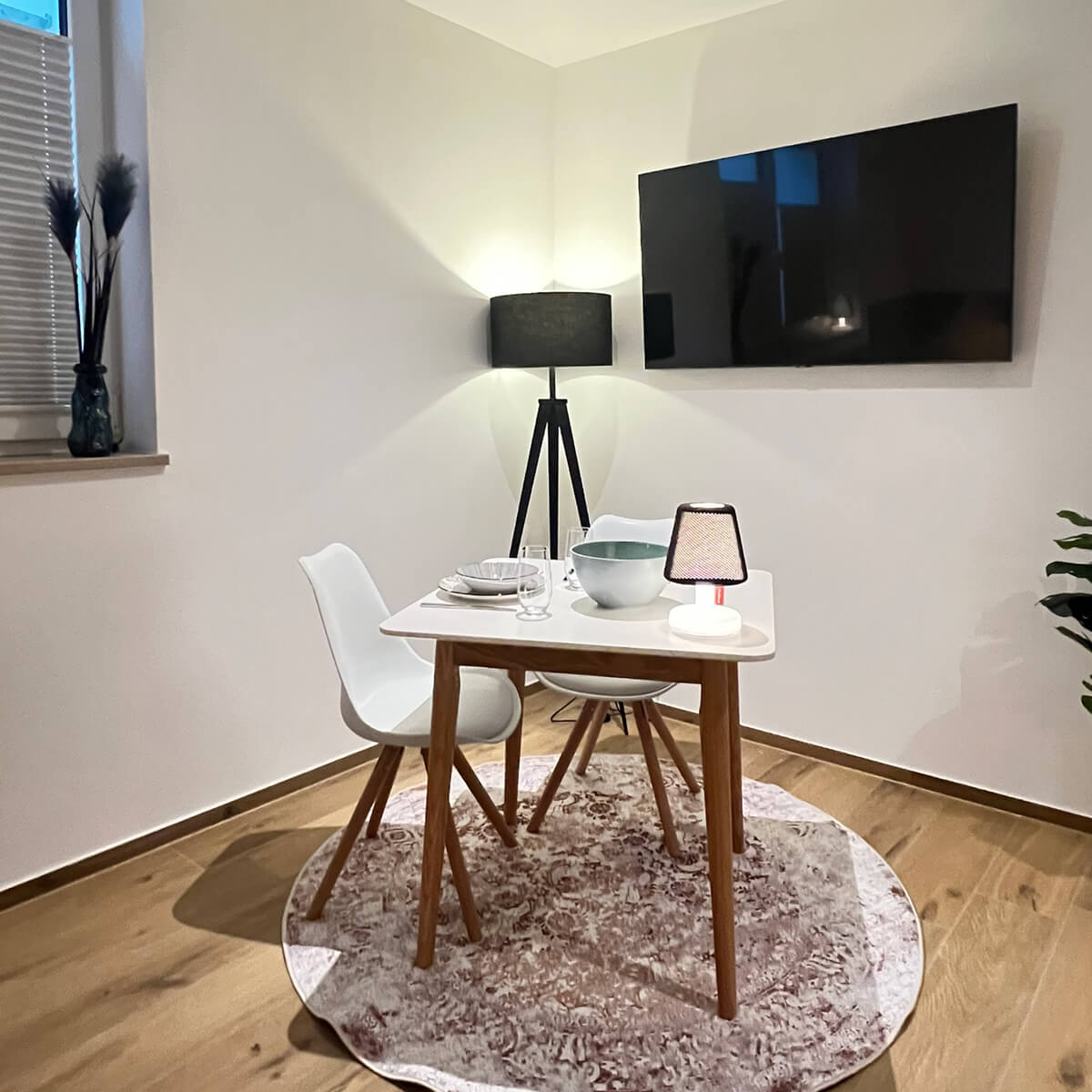 Apartmenthaus-Dorfen-Apartment-2-Souterrainwohnung-Essbereich-TV